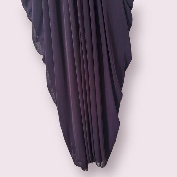 adrianna papell dress Like A Glove NWT Purple Lace Shoulders Shirred Plus 16 - Picture 7 of 10